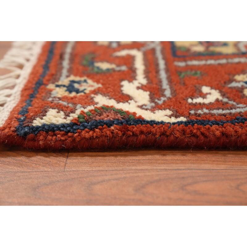 Hand Knotted Oriental 100% Wool Carpet Traditional Geometric Oranges & Rust Heriz (serapi) Area Rug - 6' 0'' X 2' 8''
