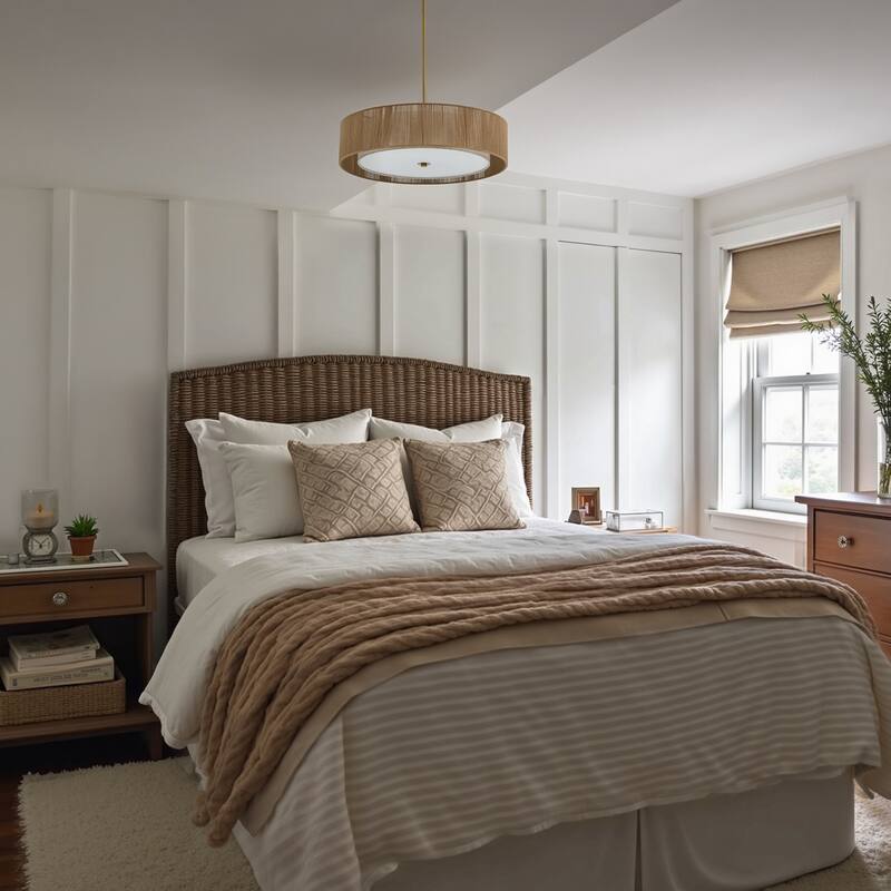 CO-Z 3-Light 20"W Double Drum Fabric Pendant Chandelier