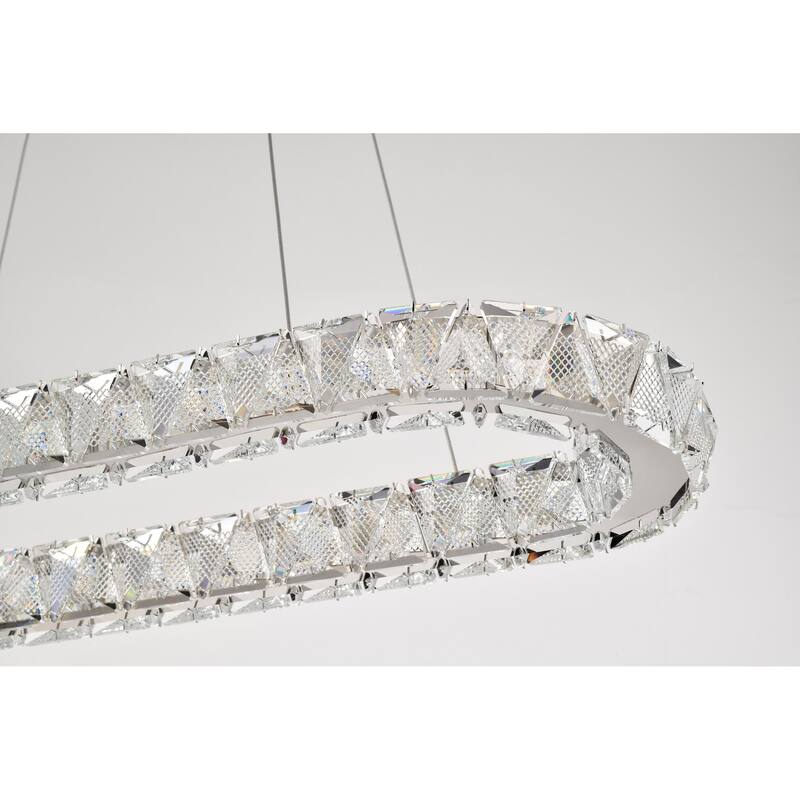 Asher LED 36 Inch Oval Pendant Polished Nickel Finish K9 Crystal - Polished Nickel