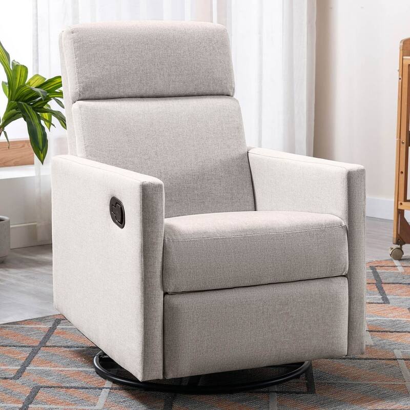 Modern 360° Swivel Sliding Linen Upholstered Recliner