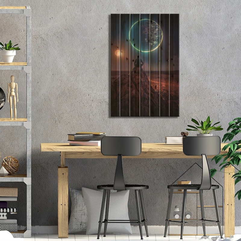 The Cosmos Meditation Print On Wood by GEN Z - Multi-Color