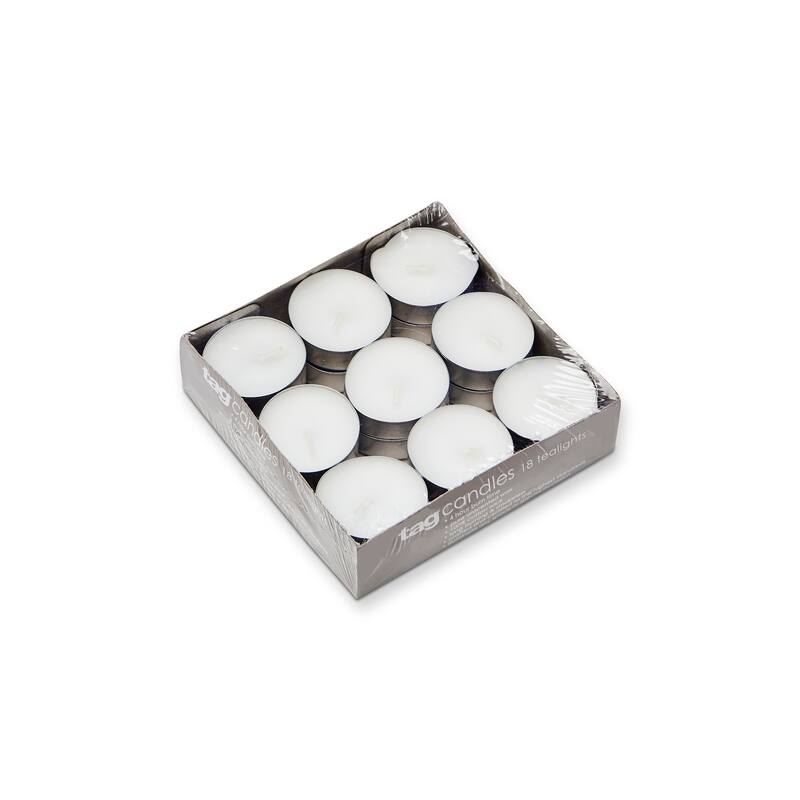 Color Studio Paraffin Wax White Unscented Tealight Candles Set Of 18, Burn Time 4 Hrs