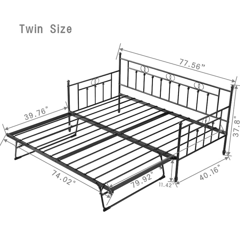 Twin Steel Daybed With Trundle Pop Up For Adults 🥳 On Sale Bed Bath