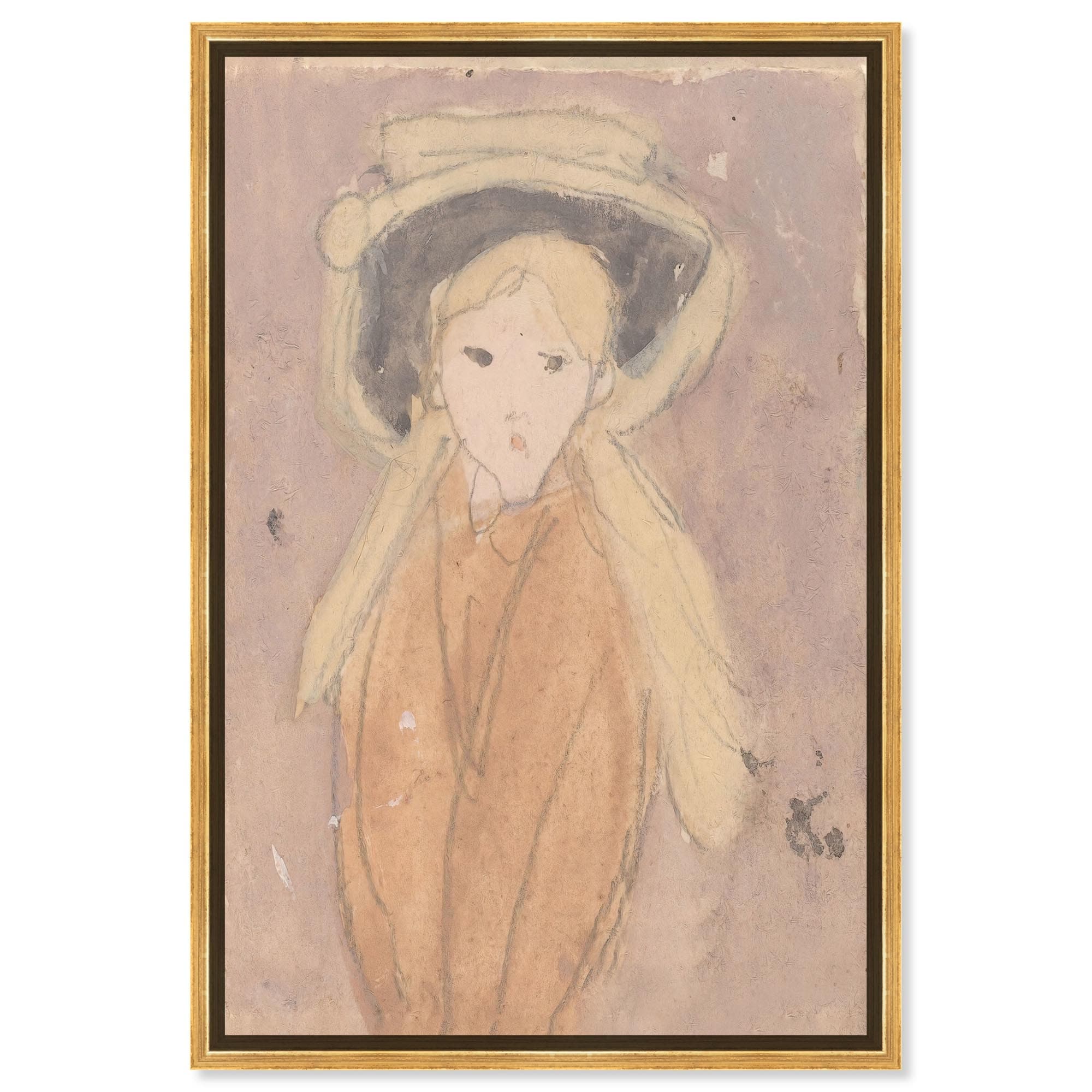 Little Girl with a Large Hat Canvas Classic Nude Art by Art Remedy