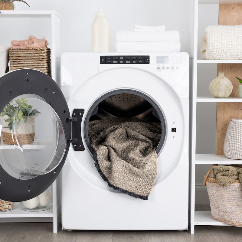 Alameda Solid Color Chevron Machine Washable Indoor Area Rug