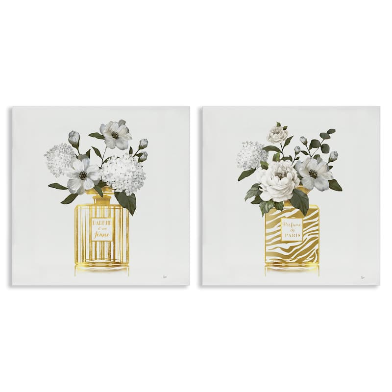 Stupell Glam Detailed Perfume Bouquets Canvas Wall Art Design By Nan (Set of 2) - 24 x 24