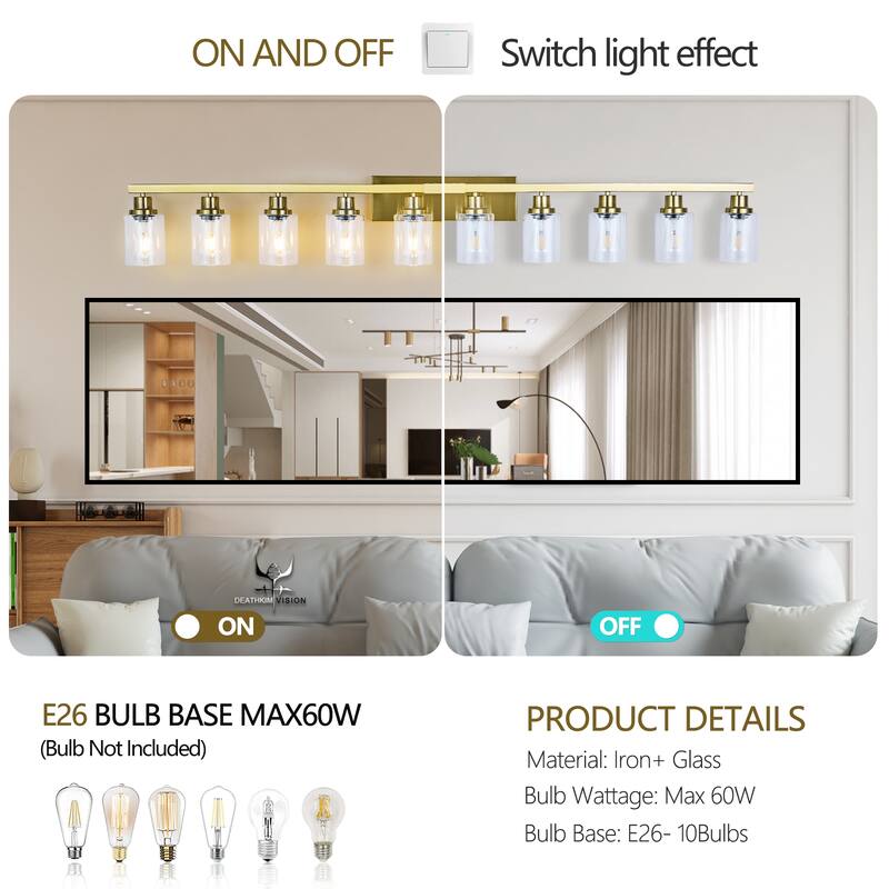 10-Light Vanity Lights for Mirror, 52 inch Modern Bathroom Wall Lighting for Bedroom, Living Room