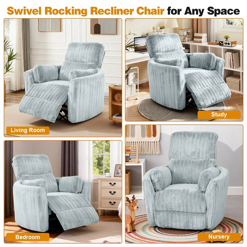 Rossetta Swivel Rocking Glider Power Recliner Chair with 24" Wide Seat & Type-C & USB Ports
