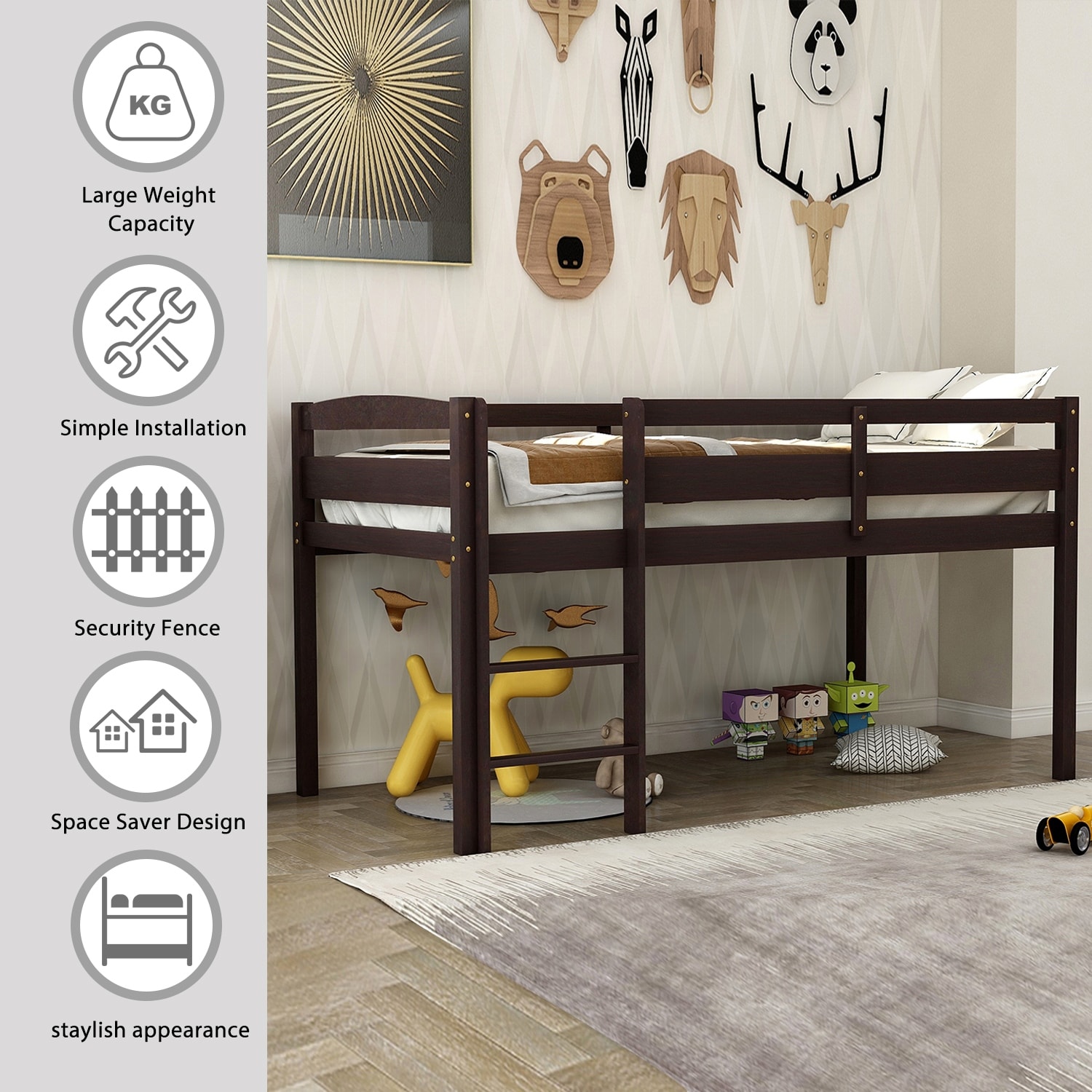 Dupuis twin cheap low loft bed