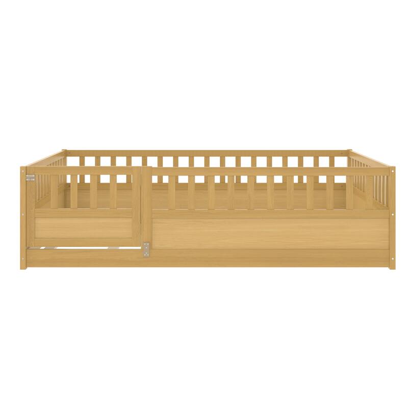 GDF Studio - Camden Modern Nursery Pine Montessori Floor Bed with Door & High Safety Barrier