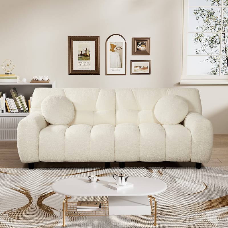 Teddy Boucle 2-Seat Cloud Deep Seat Sofa Couch for Living Room, Bedroom
