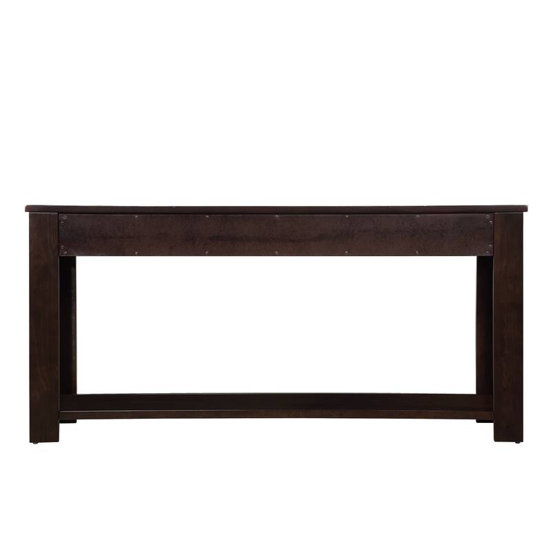Pine Wood Console Table with 4 Drawers and Bottom Shelf for Entryway Hallway