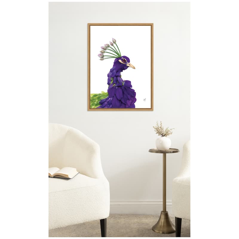 Kate and Laurel Peacock by Madeline Jeppesen Framed Canvas Wall Art Print