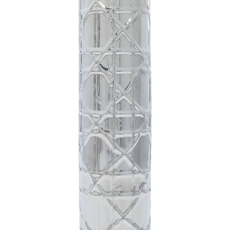 CosmoLiving by Cosmopolitan Sleek Ceramic Glam Vase with Varying Patterns (Set of 3) - Silver, Gold, Dark Blue, White