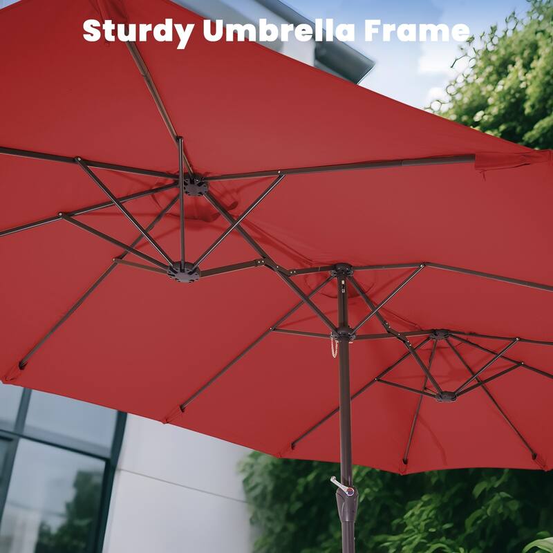 15ft Steel Navy No Tilt Market Patio Umbrella without Base