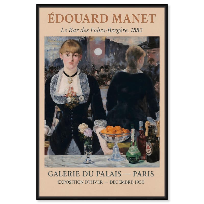 Manet's Famous Bar Canvas by Art Remedy - Black - 20" x 30"