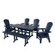 preview thumbnail 1 of 7, Altura 6-Piece Rectangular Poly Eco-Friendly All Weather Outdoor Dining Set with Bench Navy Blue