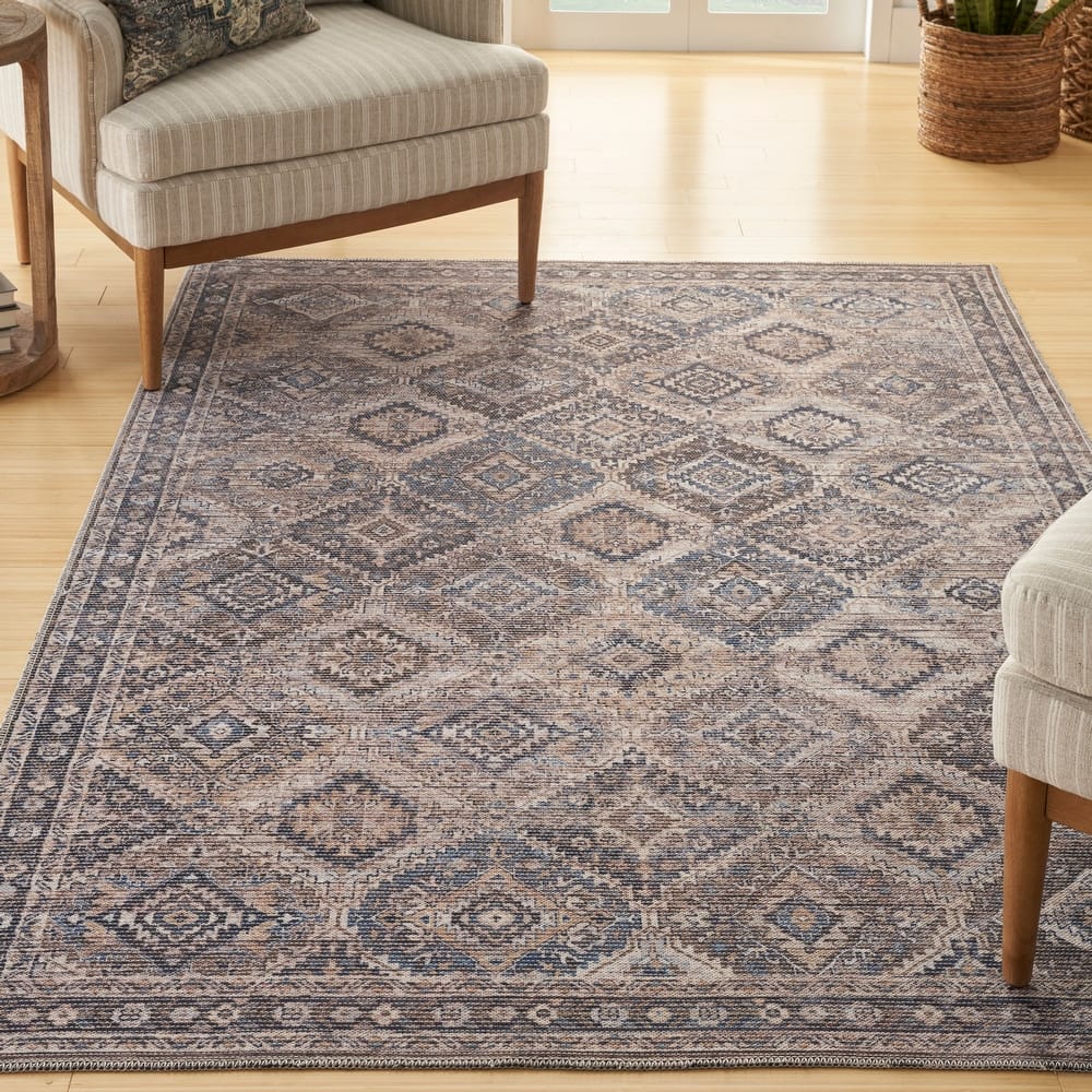 New Concept Washables Machine Washable Flatwoven Boho Medallion Area Rug