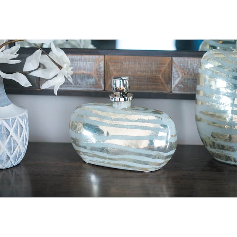 Glass Living Room Decorative Jars with Stoppered Top - Silver - Roche River Decor