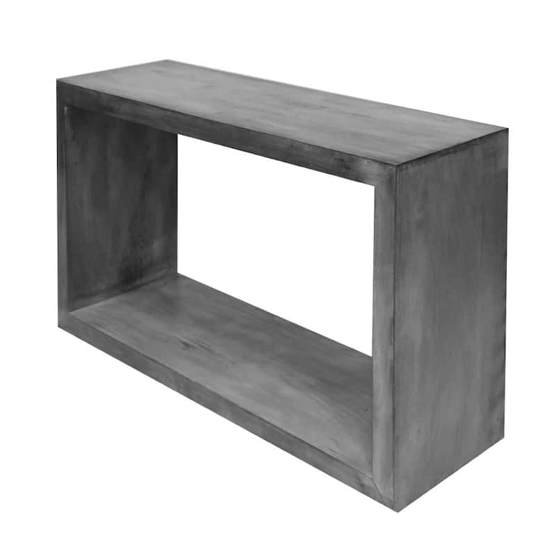 52" Cube Shape Wooden Console Table with Open Bottom Shelf, Charcoal Grey - 52" x 15" x 30"