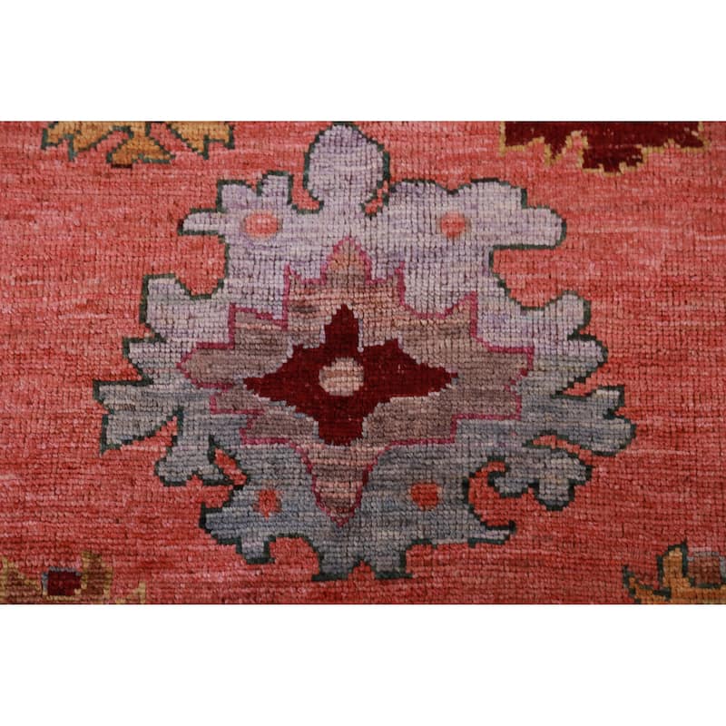 Hand Knotted Oriental 100% Wool Carpet Transitional All-Over Coral Oushak Area Rug - 9' 8'' X 8' 2''