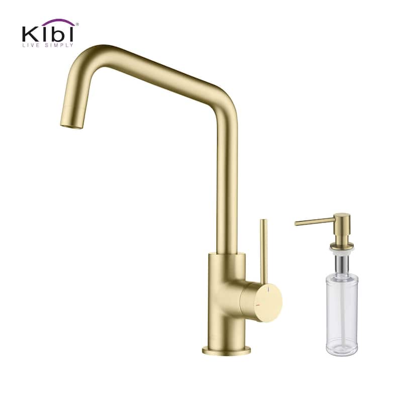 Single-Hole 1-Handle Kitchen Bar/Prep Sink Faucet - Brushed Gold W/ Soap Dispenser
