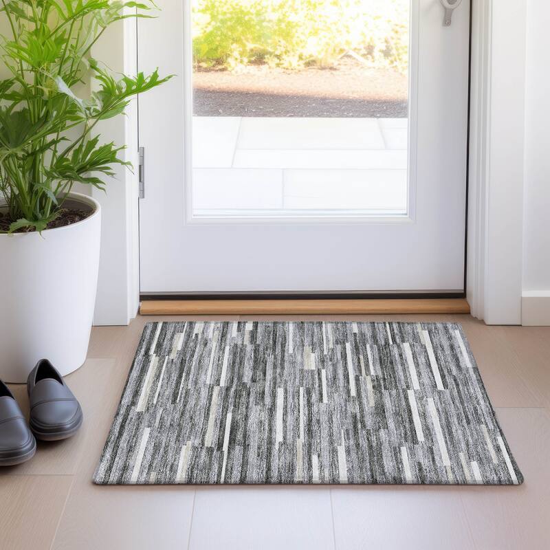 Premium Washable Super Soft Geo Stripes Mayfield Rug - Gray - 1'8" x 2'6"
