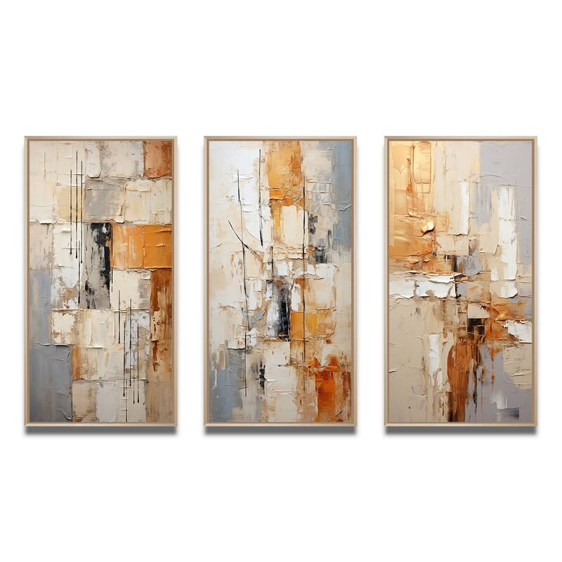 Designart "Abstraction I" Abstract Framed Wall Art Set Of 3 Frame Gallery Wall Set For Home Decor