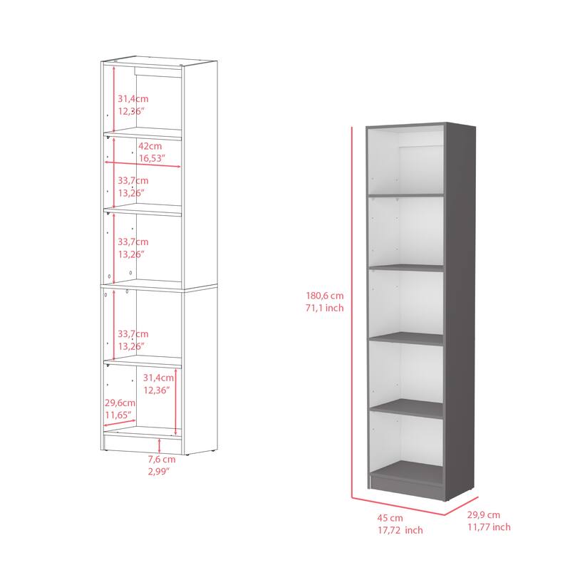 Bookcase XS Benzoni, Office, Matt Gray / White,High quality and durable