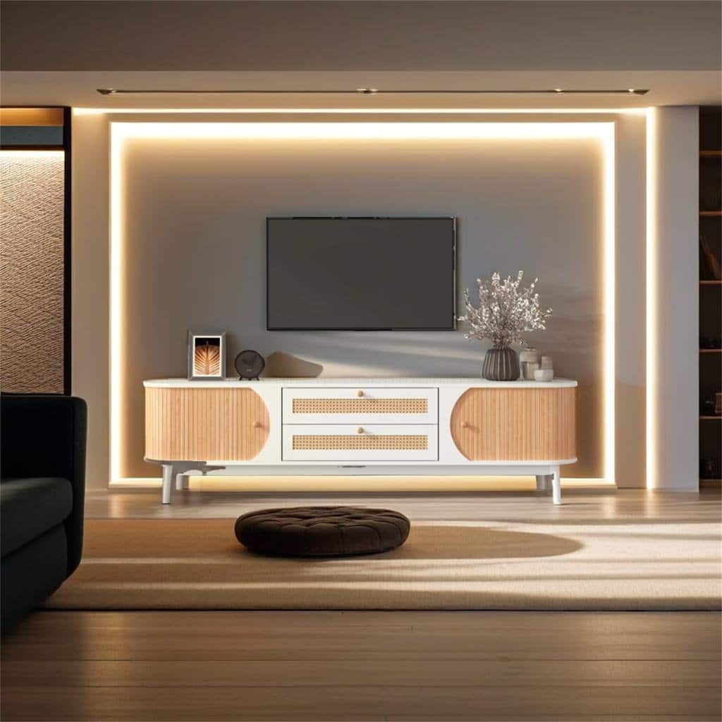 Rattan TV Stand for TVs up to 75''