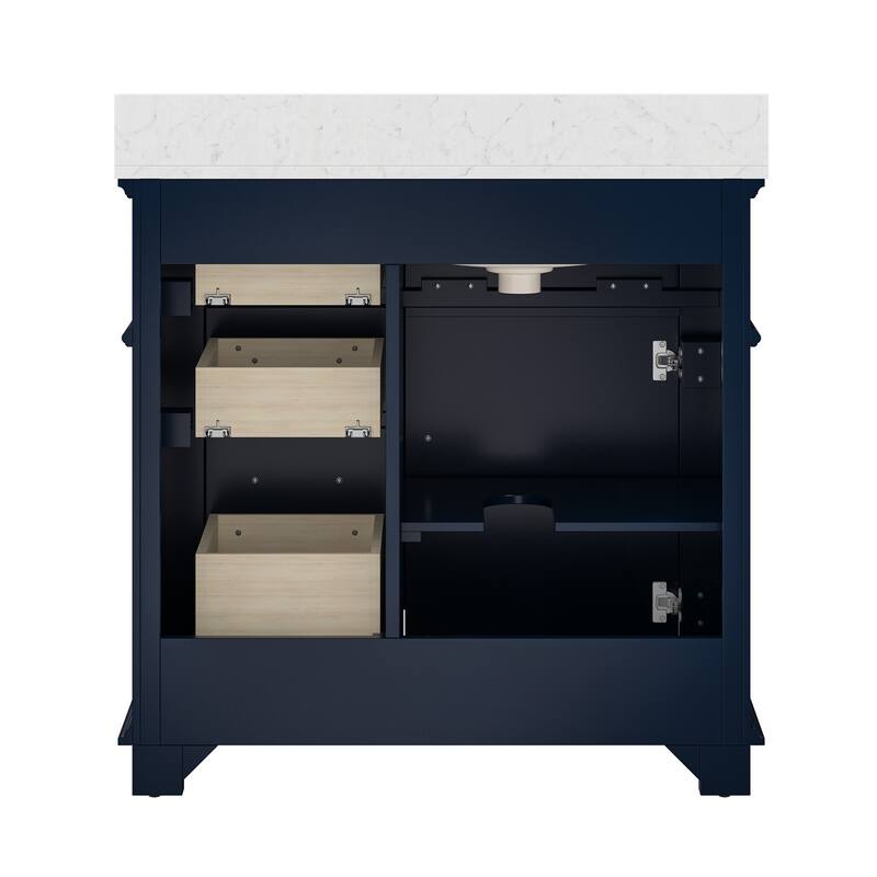 36 Inch Bathroom Vanity with Sink, Soft-Close Sliding Drawers & Cabinet, Bathroom Vanity Cabinet Set in White