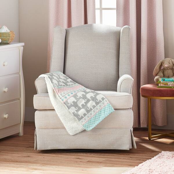 slide 2 of 5, Lush Decor Elephant Stripe Soft & Plush Sherpa Blanket Pink/Turquoise