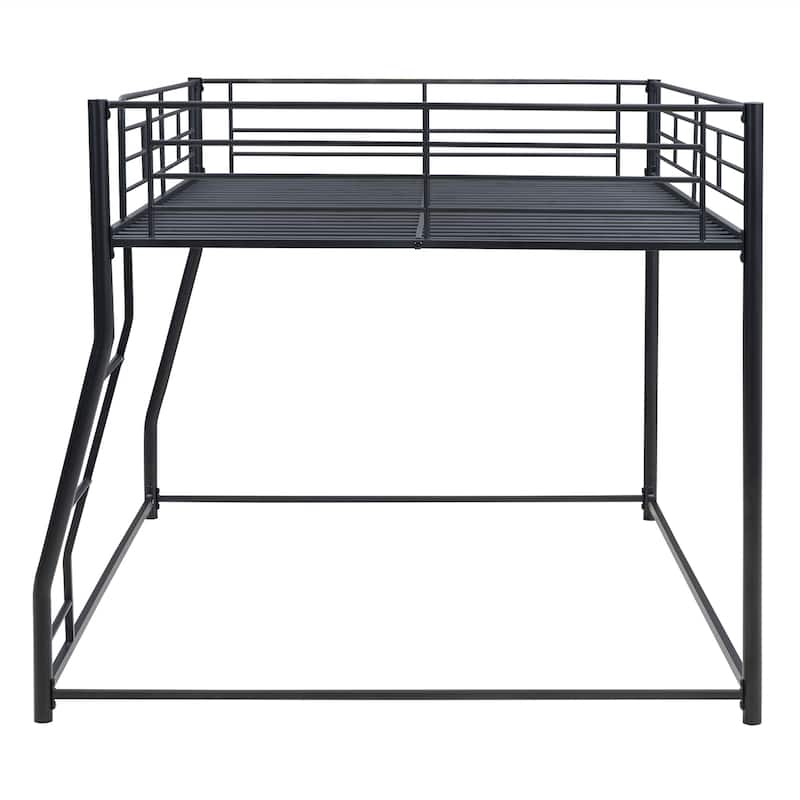 Full XL Over Queen Steel Bunk Bed with Ladder and Guardrail