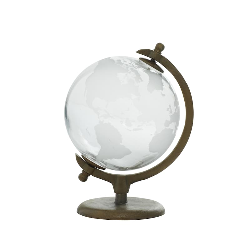 Aluminum Metal Globe with Tiered Base - Bronze - Roche River Decor