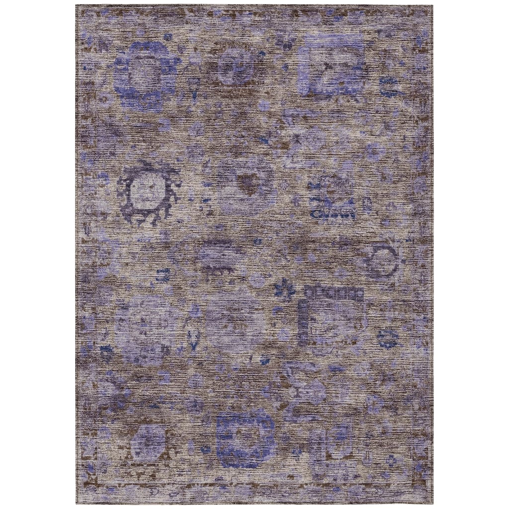 Machine Washable Indoor/ Outdoor Vintage Traditional Chantille Rug