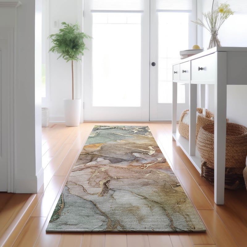 Premium Washable Super Soft Abstract Contemporary Mayfield Rug - Beige - 2' 3" x 7' 6" - Runner