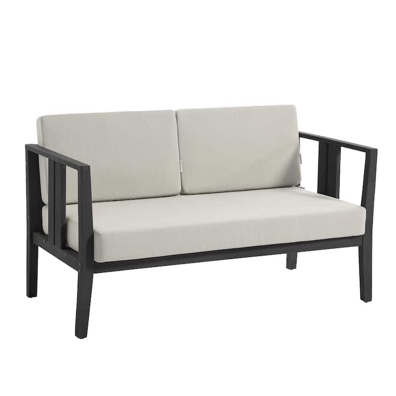 Outdoor Patio Wood Loveseat with Cushion