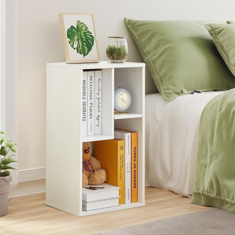 VECELO Three Open Cube Modern Irregular Shape Small Bookshelf Multi-Purpose Waterproof Storage Cabinet for Bedroom Living Room