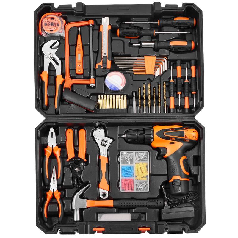 146 Piece Portable General Steel Household Hand Tool Set with Comfortable Grip - 17.13 x 12.60 x 4.53 inch
