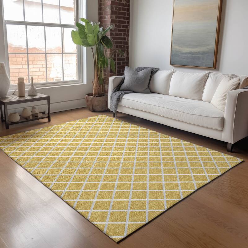 Premium Washable Super Soft Modern Trellis Mayfield Rug - Gold - 2' 6" x 3' 10" - Rectangle