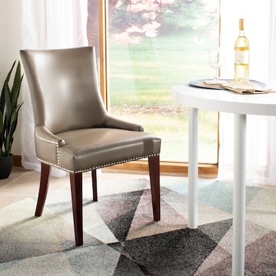 SAFAVIEH Dining Parsons Becca Grey Leather Dining Chair - 22" x 24.8" x 36.4"