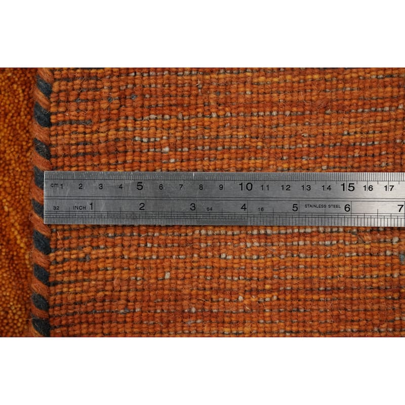 Hand Knotted Oriental 100% Wool Carpet Tribal Animal Pictorial Oranges & Rust Gabbeh Area Rug - 8' 0'' X 7' 11''