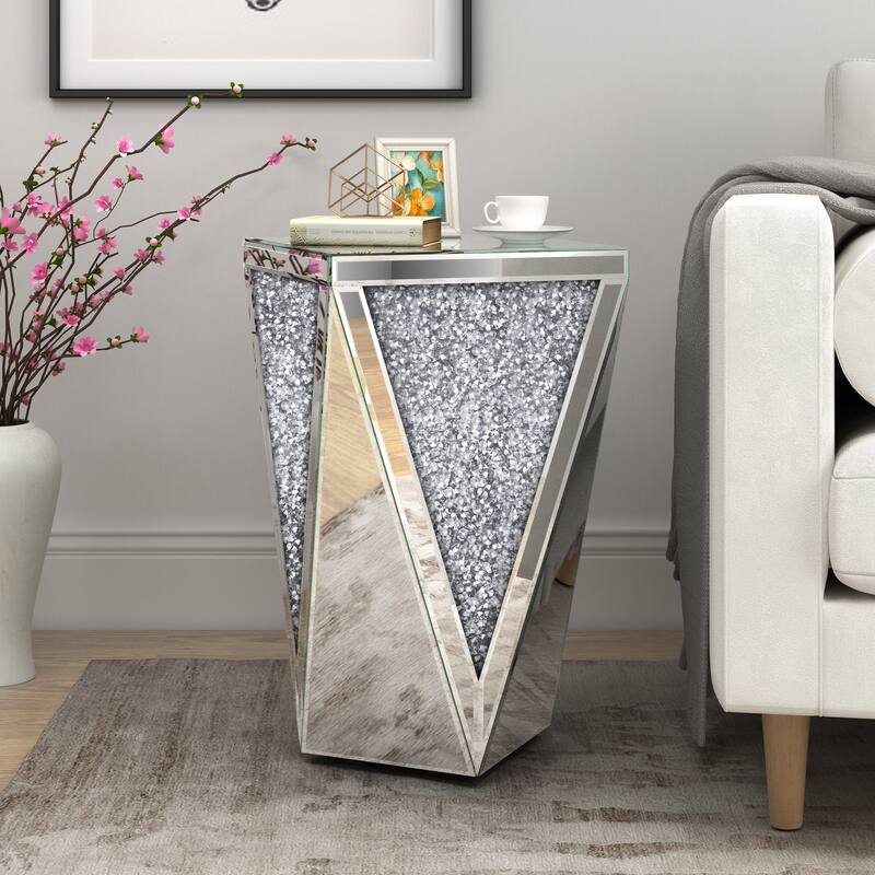 KOHROS Diamond Mirrored Console Table - Glass