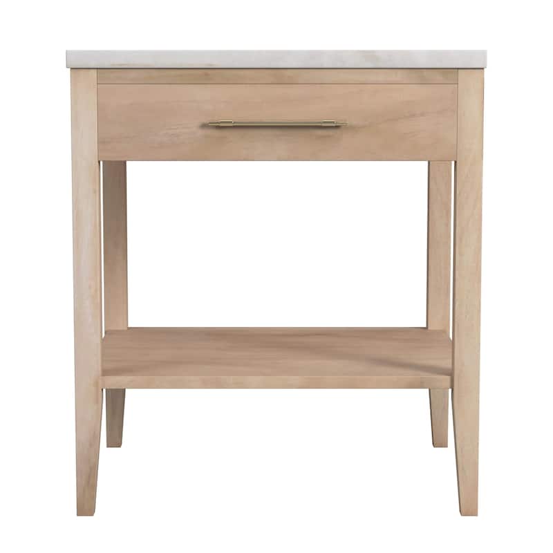 Mayfair 1 Drawer Wood and Marble Nightstand