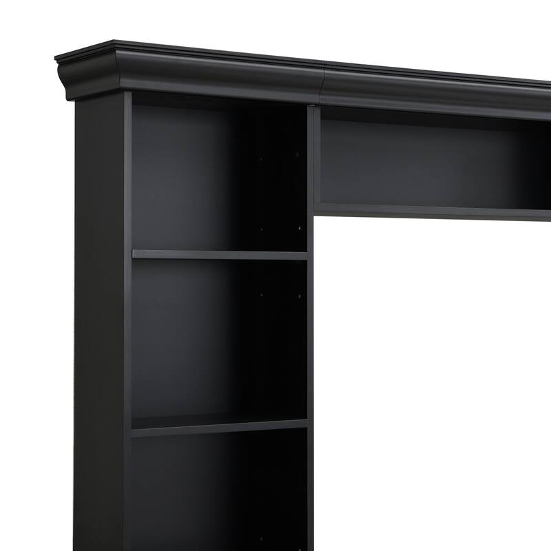 4-Piece Wall Unit Entertainment Center with Bookshelf for TVs Up to 70", Mid-Century Modern 97.4" TV Stand with Adjustable Shelf