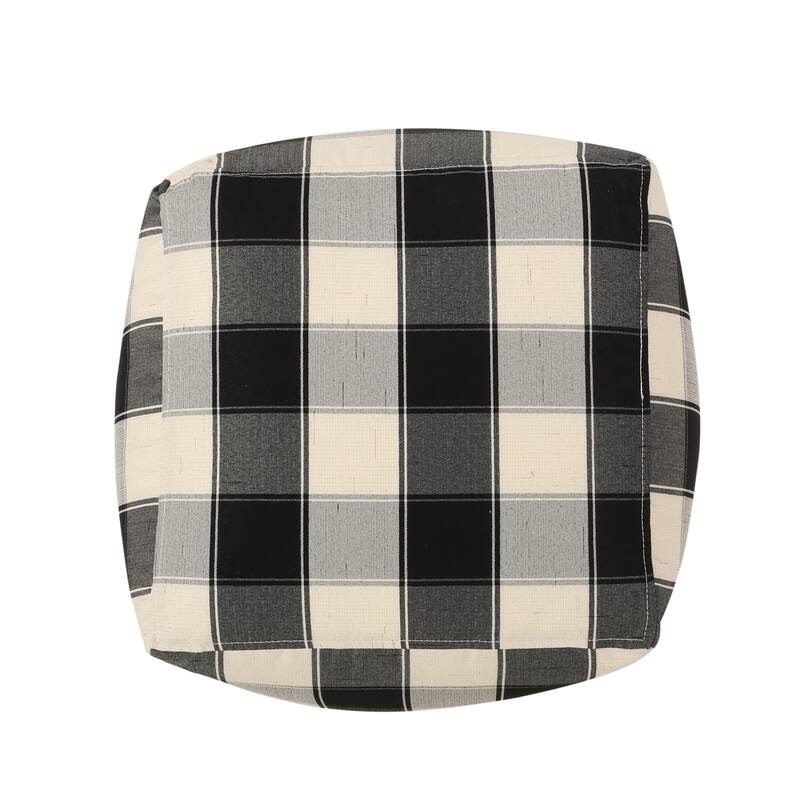 Konnor Modern Fabric Checkered Cube Pouf by Christopher Knight Home