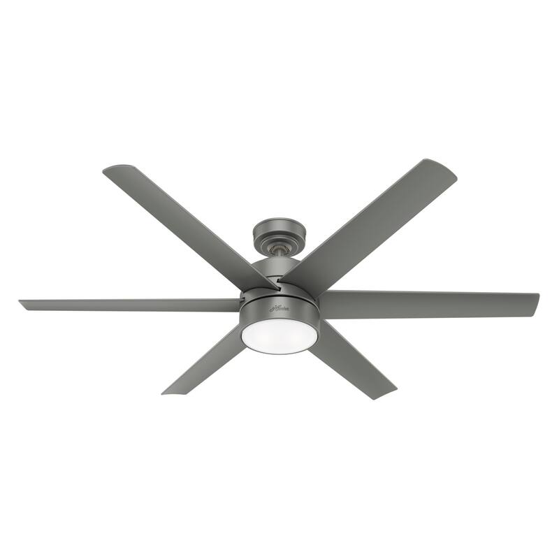 Hunter 60" Solaria Outdoor Damp-Rated Ceiling Fan with LED Light Kit and Wall Control - Contemporary, Industrial - ENERGY STAR!
