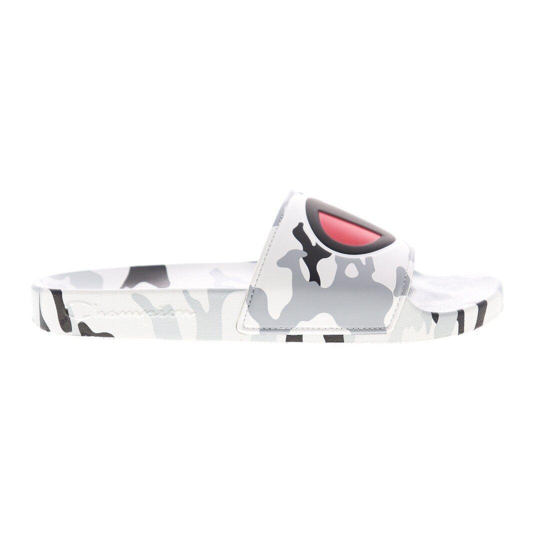 Champion Ipo Camo White Black Mens Slides Sandals Overstock 30967518 Xs (5/5.5), sml (6/7), med (8/9), lrg (9.5/10), xlg (11/11.5).