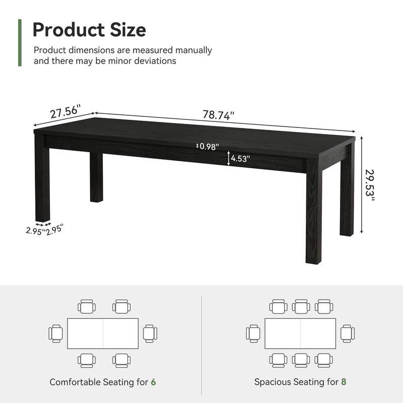 6.5 ft Solid Wood Conference Table, 78.7" Rectangular Meeting Table