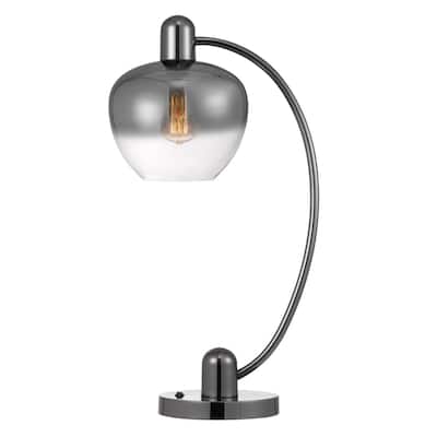 Gunmetal Metal Table Lamp with Silver Glass Globe Shade and Dimmable Switch - 9” x 9” x 27” (D x W x H)